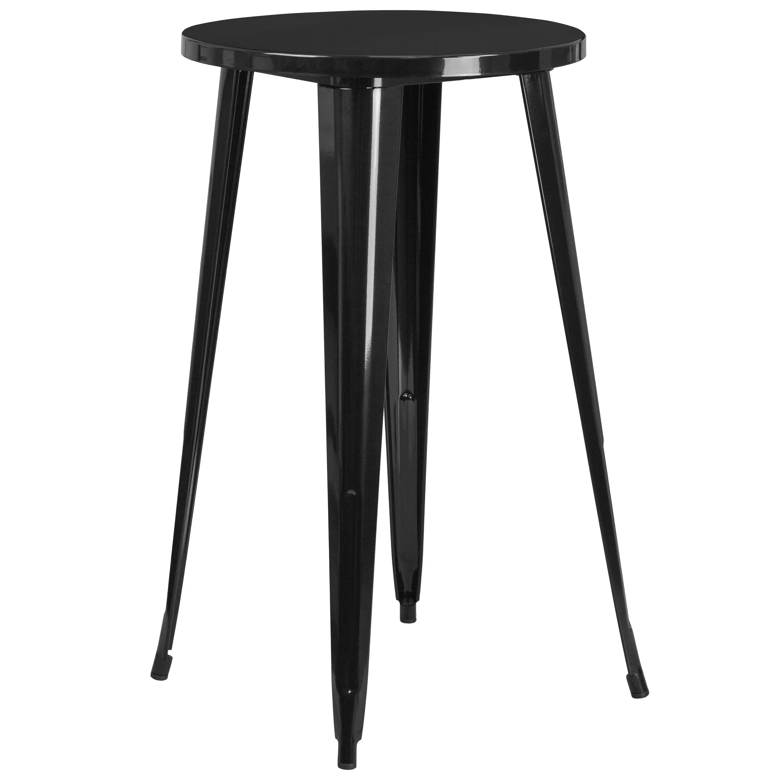 

24" Round Black Metal Indoor-Outdoor Bar Height Table or Bistro Pub Kitchen Tall Dining Cocktail Table
