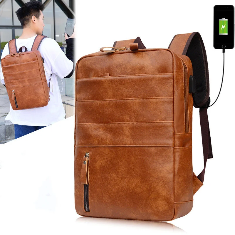 Vintage USB Charging Men's Backpack Business PU Leather Travel Backpack Male Laptop Bag Casual Students School Bag For Boys
Vintage USB Charging Men's Backpack Business PU Leather Travel Backpack Male Laptop Bag Casual Students School Bag For Boys
