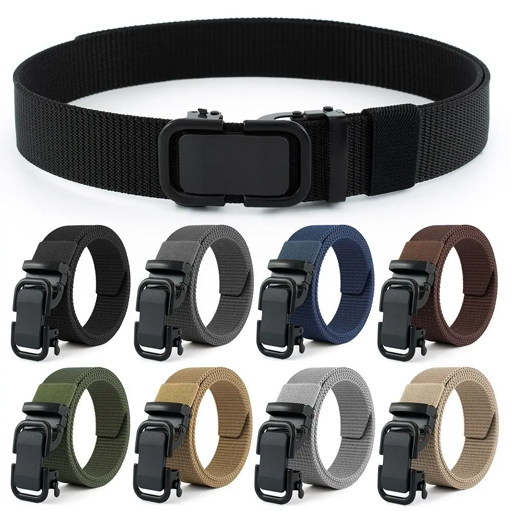 

Fashion Business Casual Simple Wild Style Nylon Braided Belt Weave Waist Band Automatic Buckle Waistband Canvas Strap