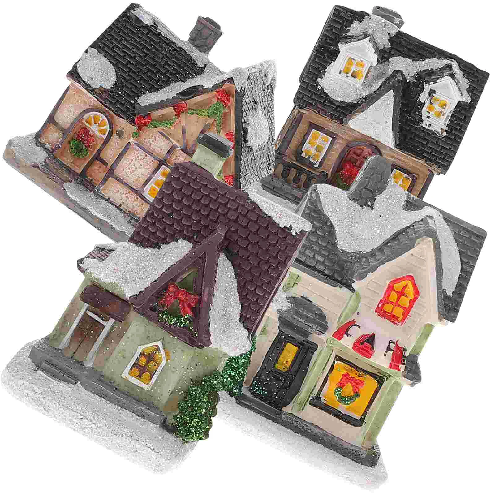 4 Pcs Christmas Decor Snow House Ornament Miniature Glowing Resin Village Flashing Micro Houses Luminous
4 Pcs Christmas Decor Snow House Ornament Miniature Glowing Resin Village Flashing Micro Houses Luminous