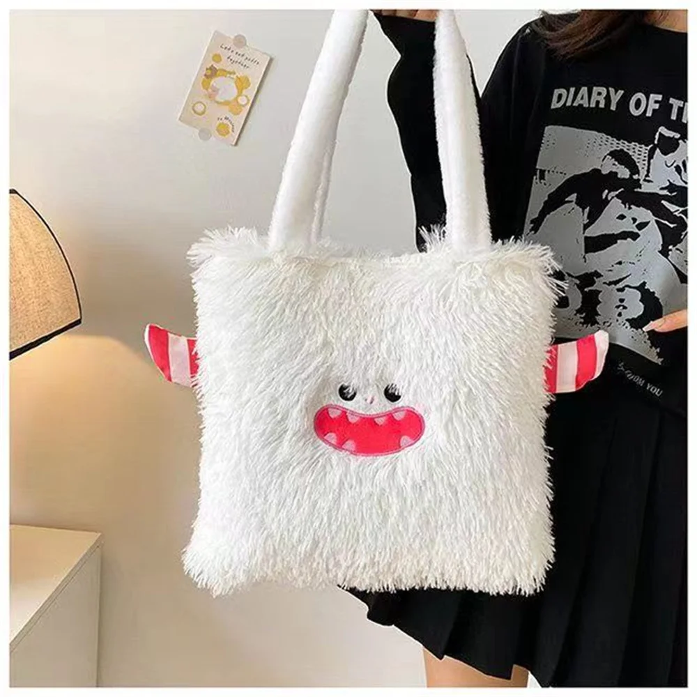 Women Cute Cartoon Tote Bag Plush Shoulder Crossbody Bag Girls Lovely Little Moster Furry Handbag Winter Soft Causal Shopper Bag
Women Cute Cartoon Tote Bag Plush Shoulder Crossbody Bag Girls Lovely Little Moster Furry Handbag Winter Soft Causal Shopper Bag