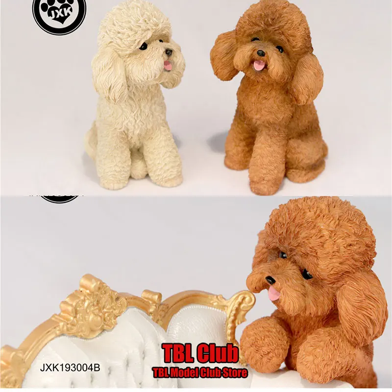 

In Stock JXK193004 11.5CM Scale Mini Toy Poodle Simulate Cute Pet Dog Home Desktop Decor Fit 1/6 Soldier Action Figure Doll