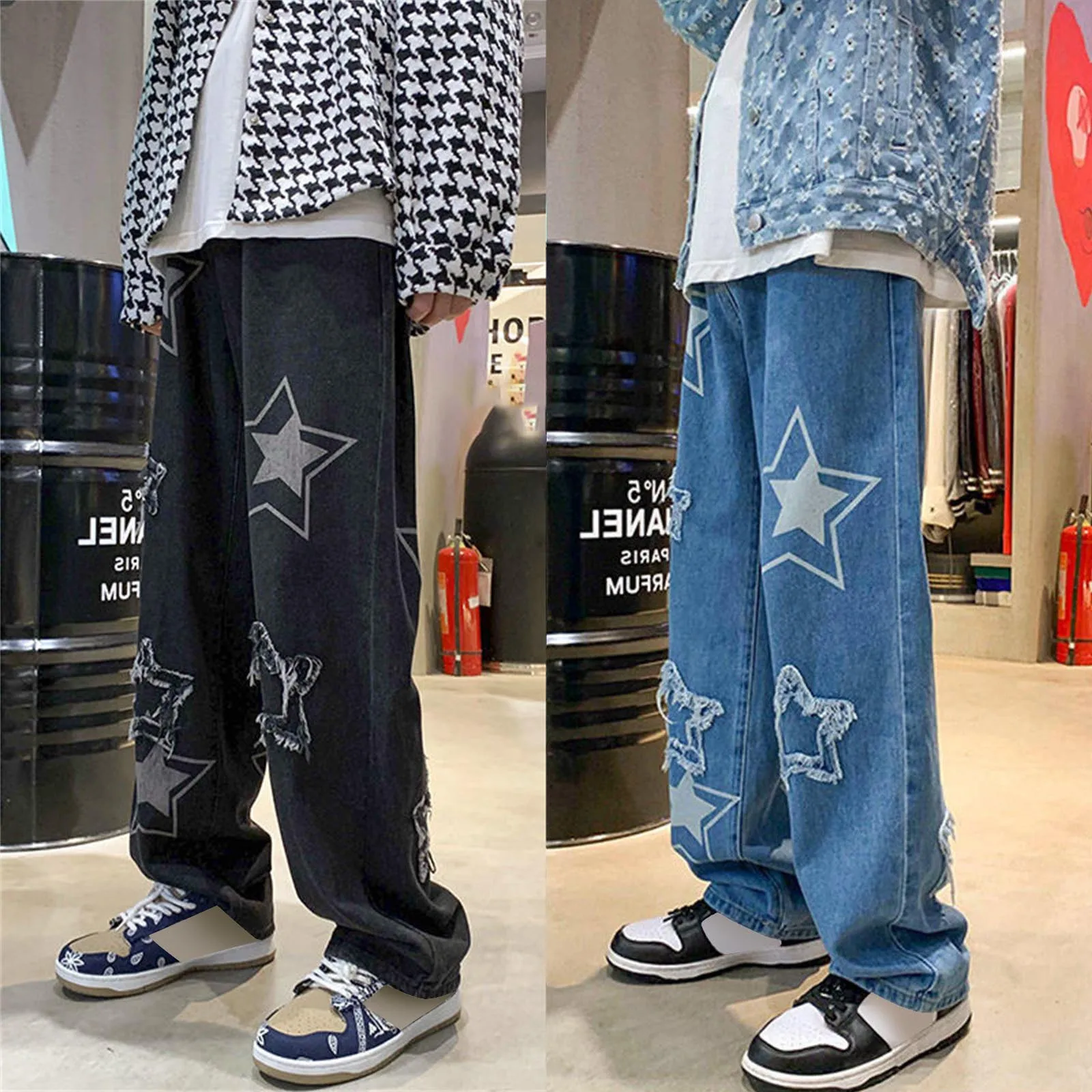 2023 New Fashion Star Patch Embroidery Streetwear Hip Hop Jeans Men's Autumn Harajuku Y2K Straight Wide Leg Straight Denim Pants
2023 New Fashion Star Patch Embroidery Streetwear Hip Hop Jeans Men's Autumn Harajuku Y2K Straight Wide Leg Straight Denim Pants
