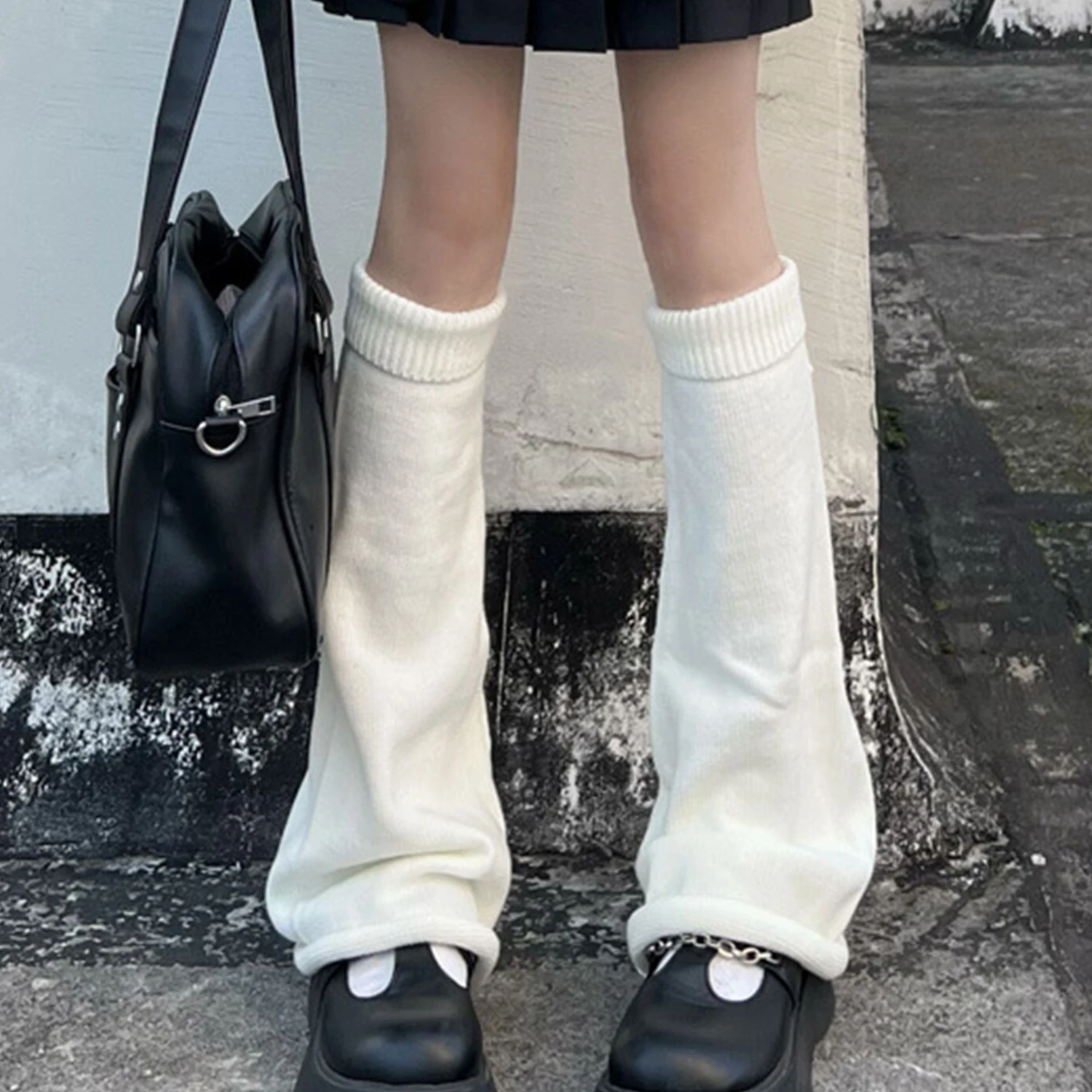 

2023 Y2k Winter Long Socks Fluffy Gothic Accessories Lolita Knit Leg Warmers Solid Fashion Stylish Lady Socks Girls Warm Legging