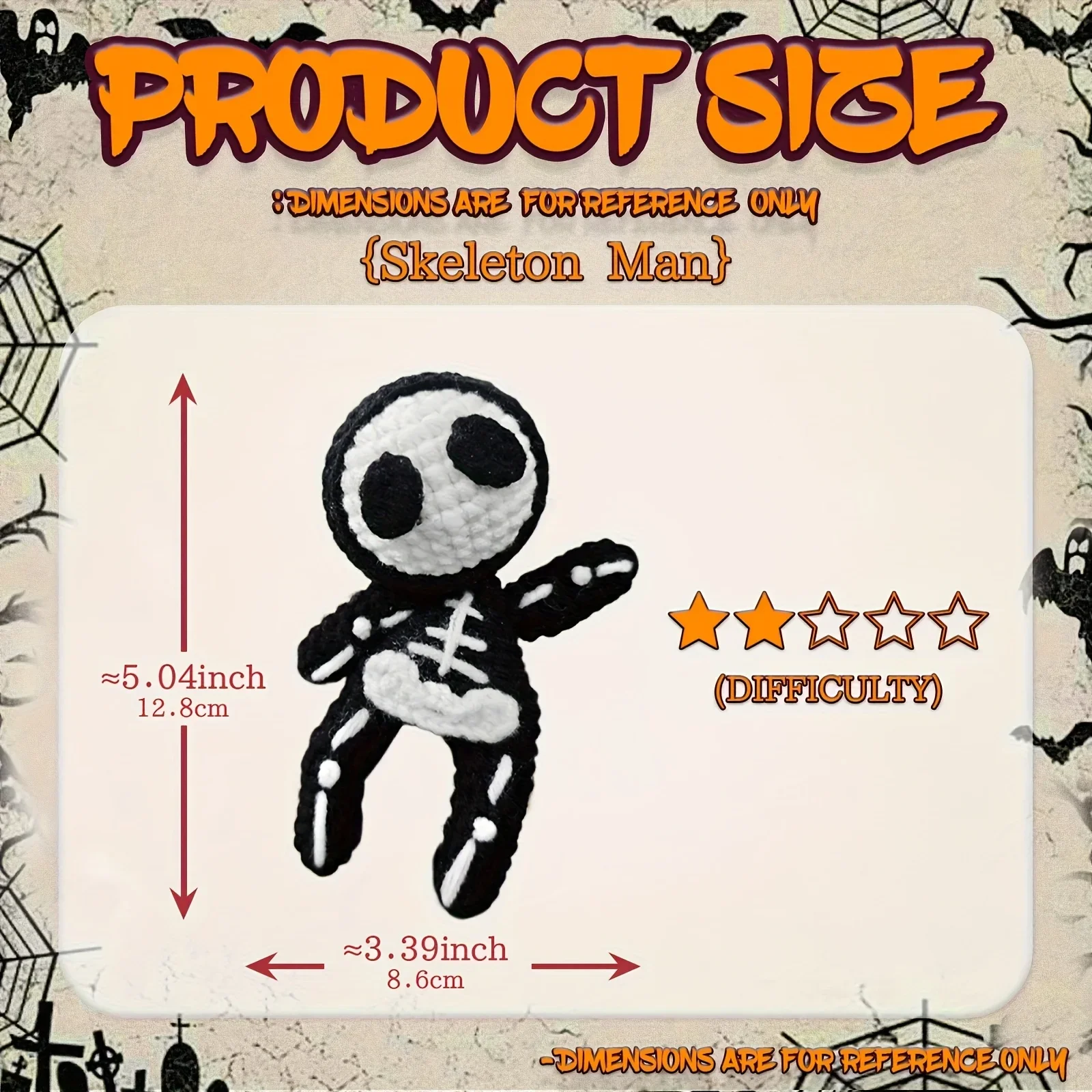 1pc Small Skull Crochet Kit, Halloween Fabric, Beginner's Crochet Kit with Step-by-Step Video Tutorial And Yarn 1pc Small Skull Crochet Kit, Halloween Fabric, Beginner's Crochet Kit with Step-by-Step Video Tutorial And Yarn