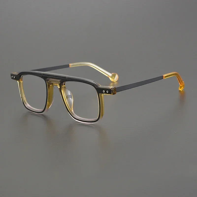 

G2303 Men Square Acetate Double Beam Glasses Frames Business Eyewear Women Prescription Optics Myopia Reading Eyeglasses