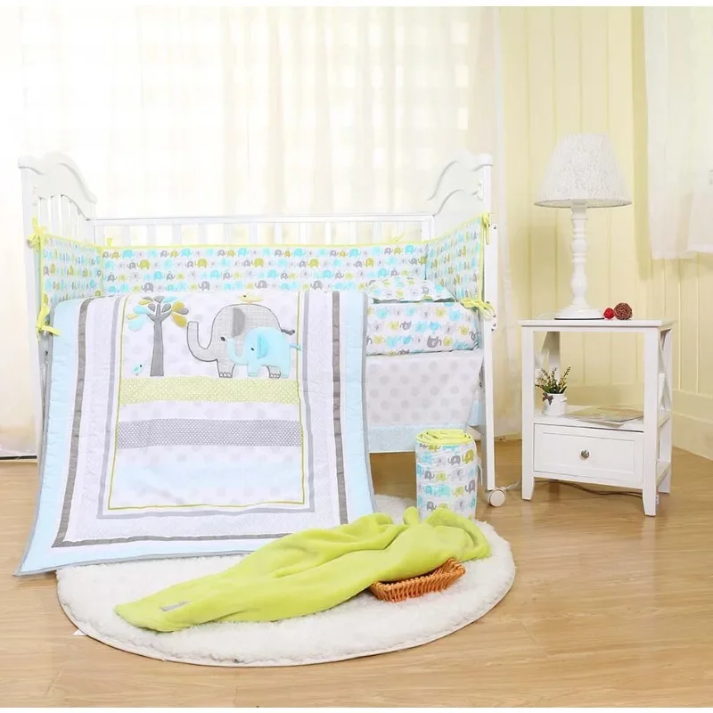 100% Cotton Crib Baby Comforter Bedding Set Cute Applique Embroidery Elephant and Tree 5 Pieces Crib Bedding Set for Baby
100% Cotton Crib Baby Comforter Bedding Set Cute Applique Embroidery Elephant and Tree 5 Pieces Crib Bedding Set for Baby