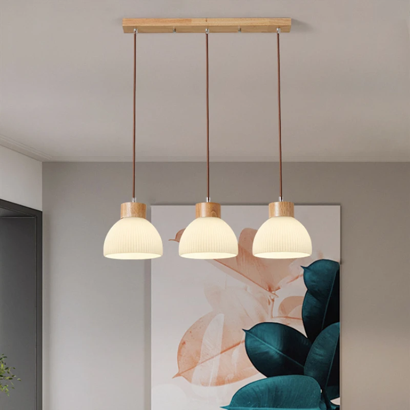 Modern Wood Pendant Lamp Dining Room Kitchen Bar Hanging Light Fixtures White Glass Concise Luminaire Suspension E27 Bulb 
Modern Wood Pendant Lamp Dining Room Kitchen Bar Hanging Light Fixtures White Glass Concise Luminaire Suspension E27 Bulb