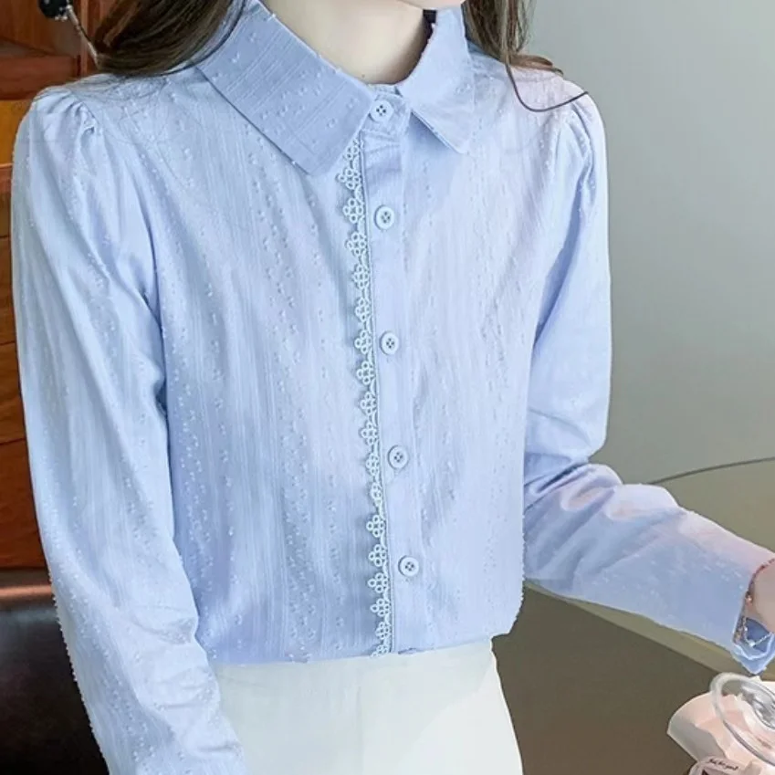 Cotton Shirts Blouses Women's Spring and Autumn 2023 New Fashion Long Sleeve Blue White Basic All Matching Bottom Top
Cotton Shirts Blouses Women's Spring and Autumn 2023 New Fashion Long Sleeve Blue White Basic All Matching Bottom Top