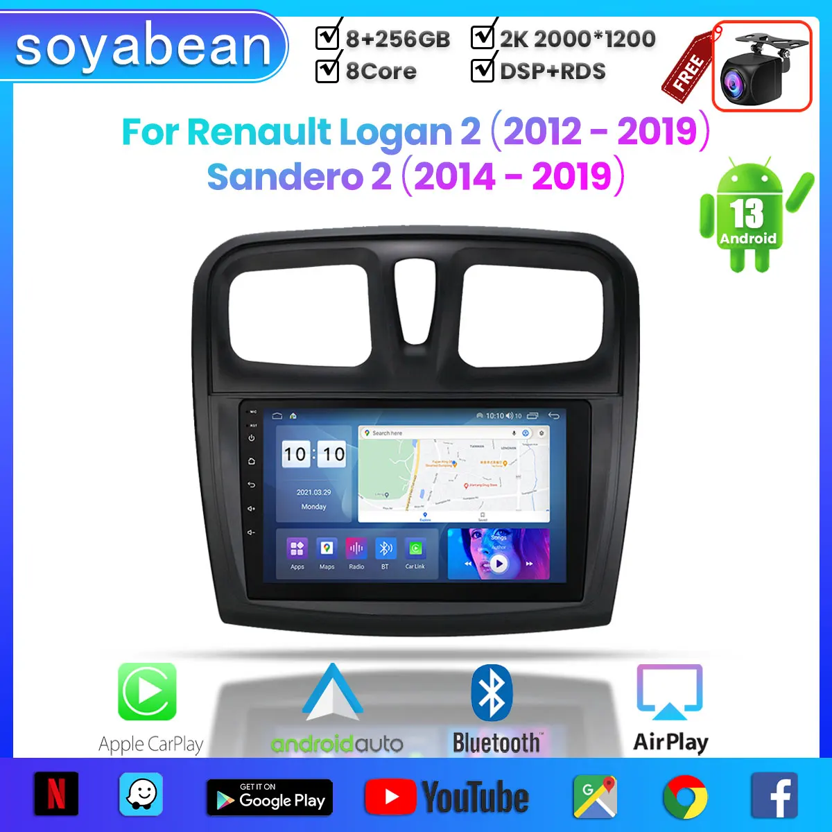 Android 13 Car Radio for Renault Logan 2 Sandero 2, 2014-2019 10inch 2K Multimedia Player with 4G Car Carplay & 2Din GPS
Android 13 Car Radio for Renault Logan 2 Sandero 2, 2014-2019 10inch 2K Multimedia Player with 4G Car Carplay & 2Din GPS