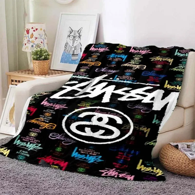 

Tide brand S-Stussy Logo printed Blanket Beautiful Warm Blanket Flannel Soft and Comfortable Home Travel Blanket Birthday Gift