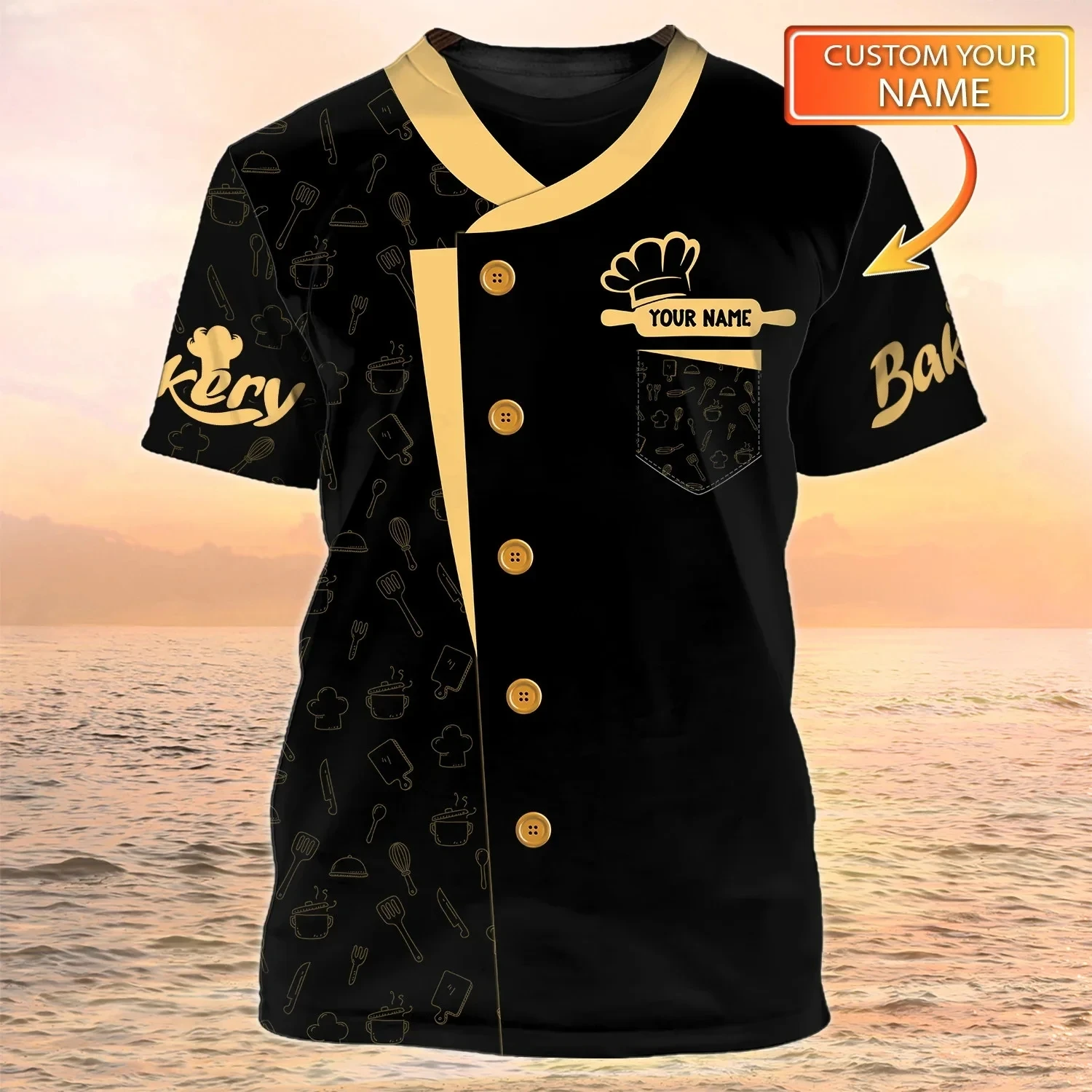 Summer Casul Men's Fashion Customized Name Pastry Chef T-Shirts Baker Uniform Loose O-neck Unisex Clothing Oversized Tees
Summer Casul Men's Fashion Customized Name Pastry Chef T-Shirts Baker Uniform Loose O-neck Unisex Clothing Oversized Tees