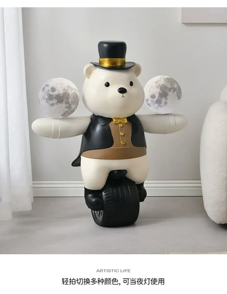 Modern Light Luxury Living Room Creative Floor-standing Bear Ornaments Lamp Panel Sofa Storage Tray High-end Home Decoration Modern Light Luxury Living Room Creative Floor-standing Bear Ornaments Lamp Panel Sofa Storage Tray High-end Home Decoration