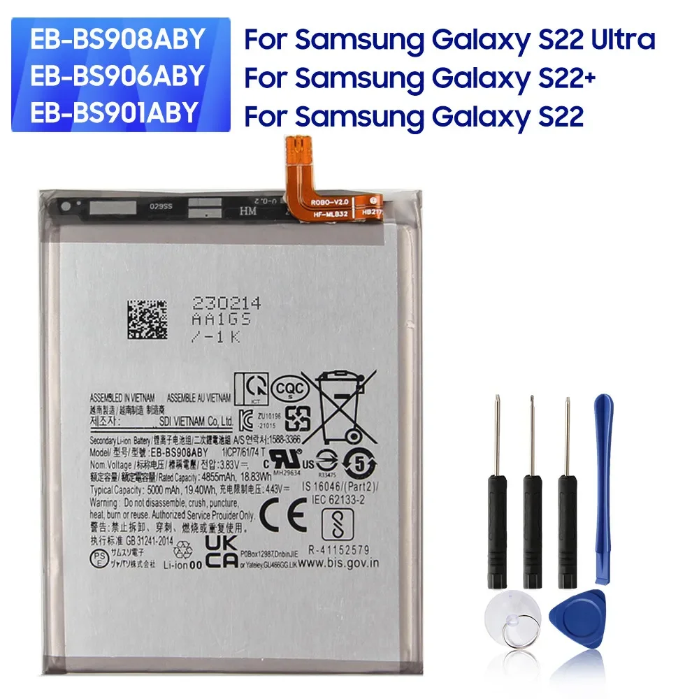 

New Replacement Battery EB-BS908ABY EB-BS906ABY EB-BS901ABY For Samsung Galaxy S22 Ultra 5G S22 Plus 5G S22+ S22 5G