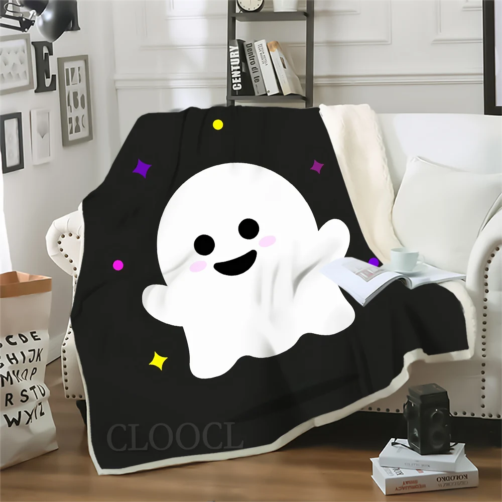 

HX New Fashion Blanket Halloween Cartoon Cute Ghost 3D Printed Throw Blankets for Beds Nap Keep Warm Quilts Halloween Gifts