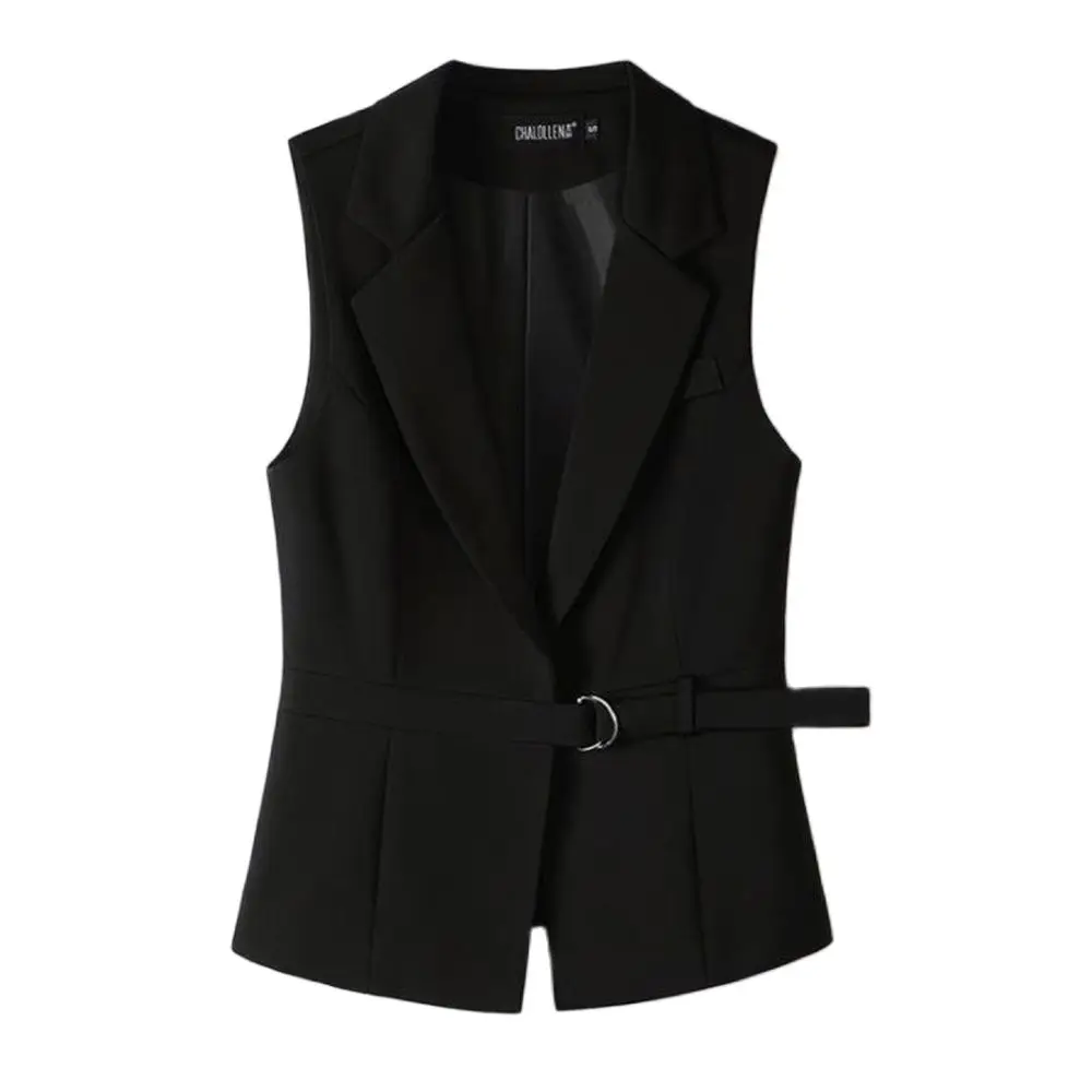 Женский винтажный жилет на одной пуговице, однотонный жилет с Боковым Разрезом и воротником без рукавов, 2024 
Женский винтажный жилет на одной пуговице, однотонный жилет с Боковым Разрезом и воротником без рукавов, 2024