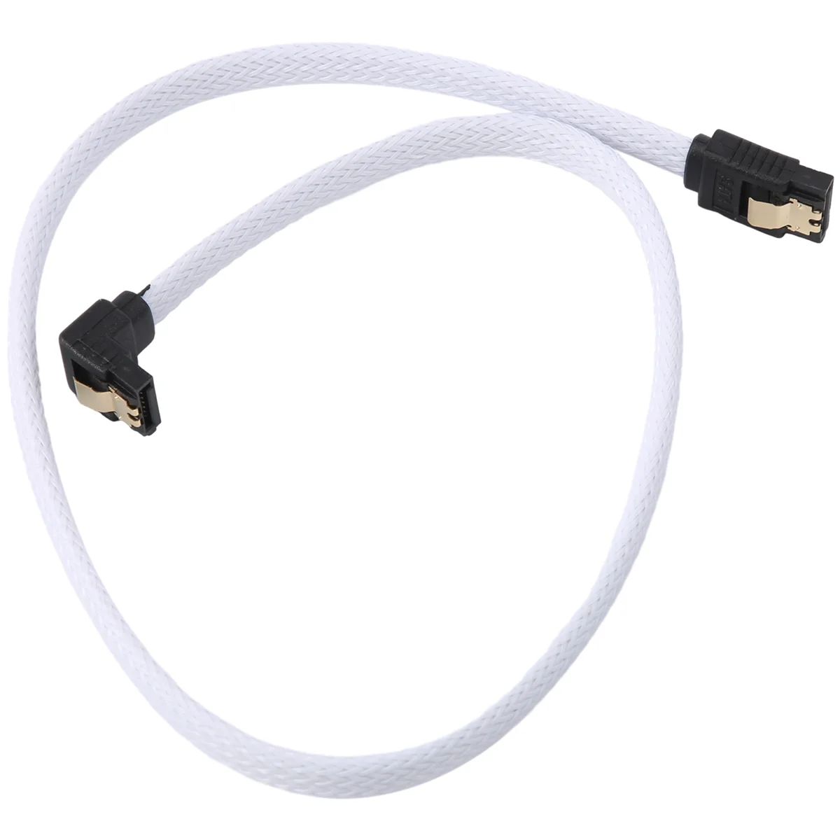 

7-контактный кабель для передачи данных SATA 3,0 III SATA3, 50 см, под прямым углом, 6 Гб/с, кабели SSD, шнур для жесткого диска с нейлоновой втулкой (белый)