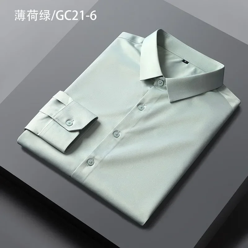 XX392Green high-end ice silk shirt men's long-sleeved work clothes no-iron anti-wrinkle groom's wear
XX392Green high-end ice silk shirt men's long-sleeved work clothes no-iron anti-wrinkle groom's wear