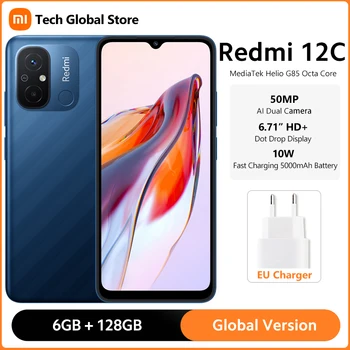 글로벌 버전 샤오미 레드미 12C 스마트폰, MediaTek Helio G85, 6.71 인치 HD   디스플레이, 50MP AI 듀얼 카메라, 5000mAh 배터리, 6GB, 128GB