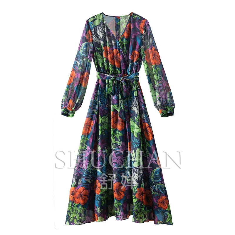 

2024 New Spring Summer DRESS Women 100% Natural Silk Vestido Largo Elegante Para Fiesta Long Dresses for Women