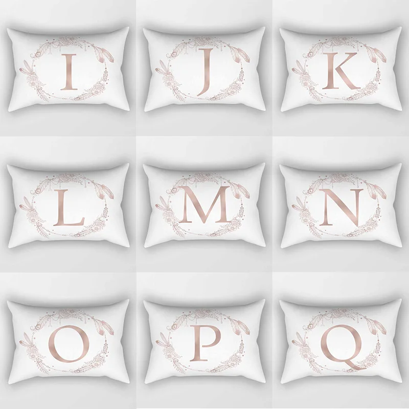 

English Letters Flowers Pillow Covers High Quality Short Plush Velvet Rectangle Pillow Cases Four Sizes