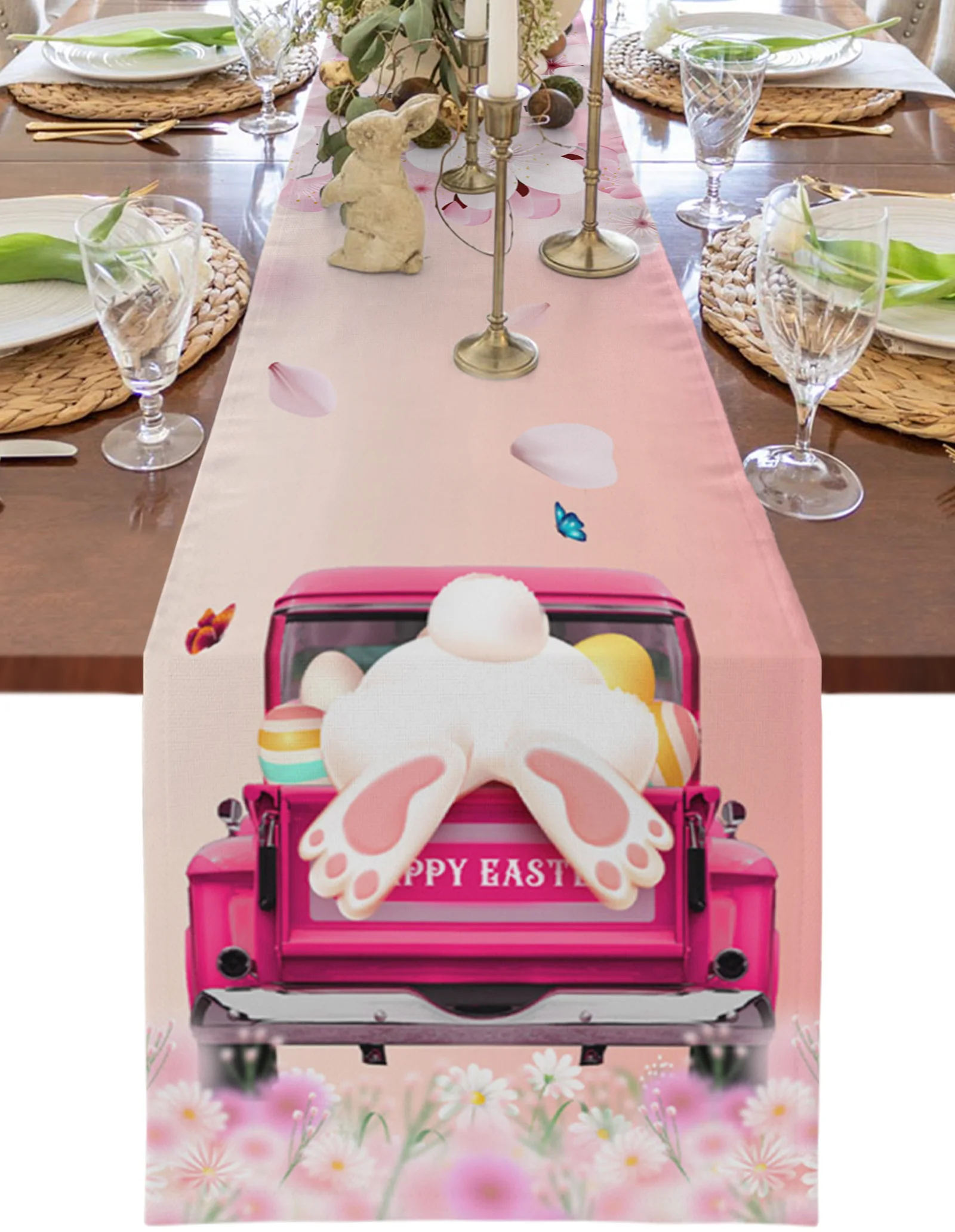 Easter Truck Bunny Cherry Blossom Butterfly Linen Table Runner Kitchen Table Decoration Dining Tablecloth Wedding Party Decor
Easter Truck Bunny Cherry Blossom Butterfly Linen Table Runner Kitchen Table Decoration Dining Tablecloth Wedding Party Decor
