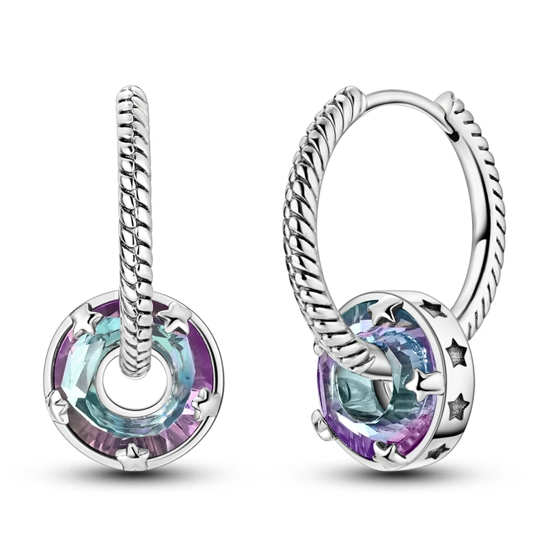Luminous Shell Women Earrings Original 925 Sterling Silver Pave CZ Star Moon Hoop Earrings Engagement Wedding Jewelry Luminous Shell Women Earrings Original 925 Sterling Silver Pave CZ Star Moon Hoop Earrings Engagement Wedding Jewelry