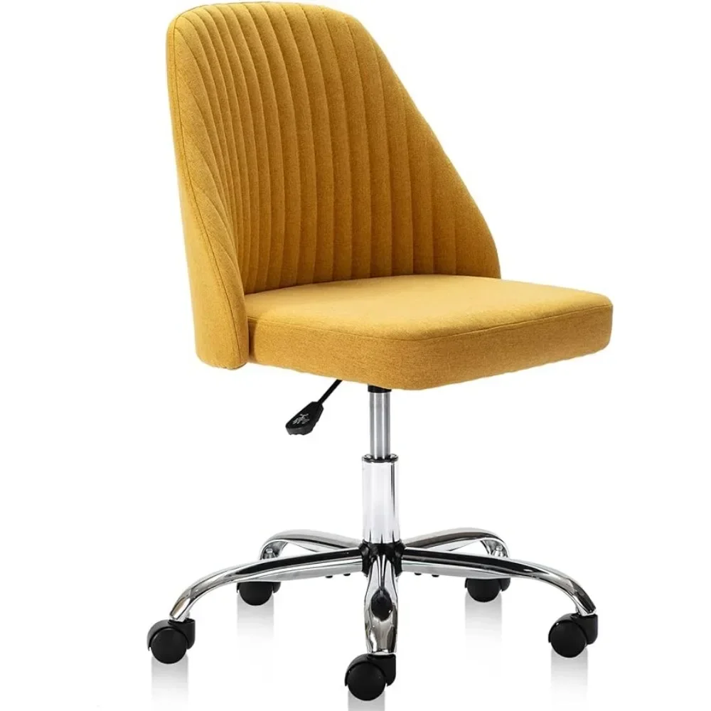 

Office Chair,Modern Cute Rolling Vanity Swivel Task with Wheels,Comfortable Back Seat Armless,Yellow Desk Chairs