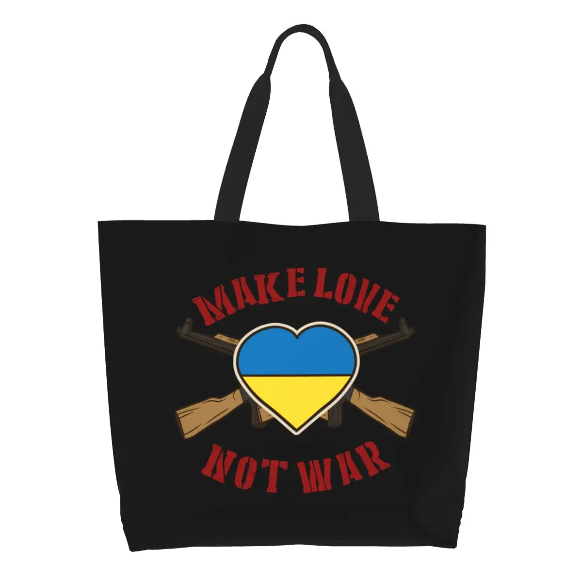 Переработанная сумка для покупок «Make Love Not War», Женская Холщовая Сумка-тоут через плечо, портативные сумки для покупок из Украины
Переработанная сумка для покупок «Make Love Not War», Женская Холщовая Сумка-тоут через плечо, портативные сумки для покупок из Украины