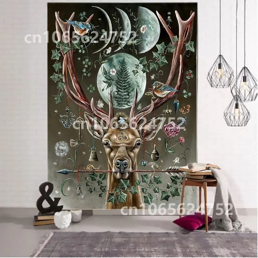 

Decor Home Bedroom Hippie Mystery Witchcraft Psychedelic Bohemian Mount Hanging Wall Tapestry Elk Forest