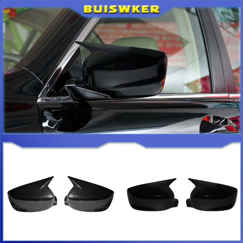 

For Honda Accord 8th 8.5th 9th 08-2017 Rearview Mirror Cover Glossy Black Carbon Fiber Look