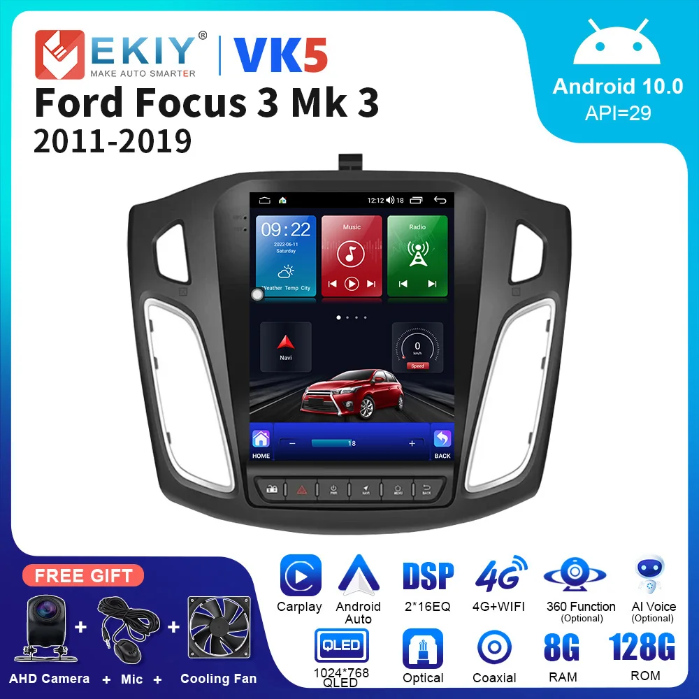 

EKIY VK5 Vertical Android Auto Radio Multimedia Video Player For Ford Focus 3 Mk 3 2011-2019 Tesla Style DSP Carplay Stereo GPS