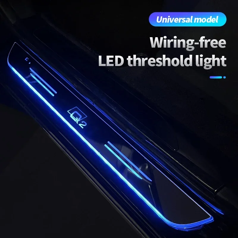 

Acrylic USB Power Moving LED Welcome Pedal Car Scuff Plate Door Sill Pathway Light for Audi Q2 GA Q3 Q5 Interior Accessories