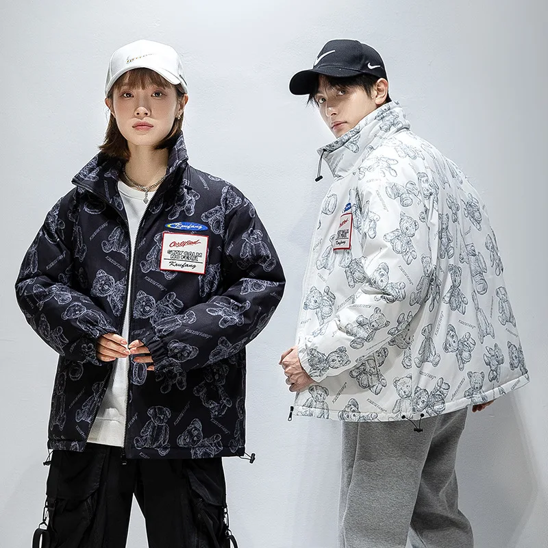 Cute Bear Printed Stand Collar Outerwear White Duck Down Puffer Jacket Men and Women's Thicken Warm Casual Couples Down Coats
Cute Bear Printed Stand Collar Outerwear White Duck Down Puffer Jacket Men and Women's Thicken Warm Casual Couples Down Coats
