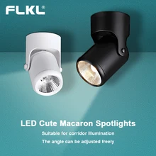 

FLKL COB LED Surface Mounted Foldable Hole-Free 360° Downlight Spotlight Macaron Color Corridor Living Room Background Walll