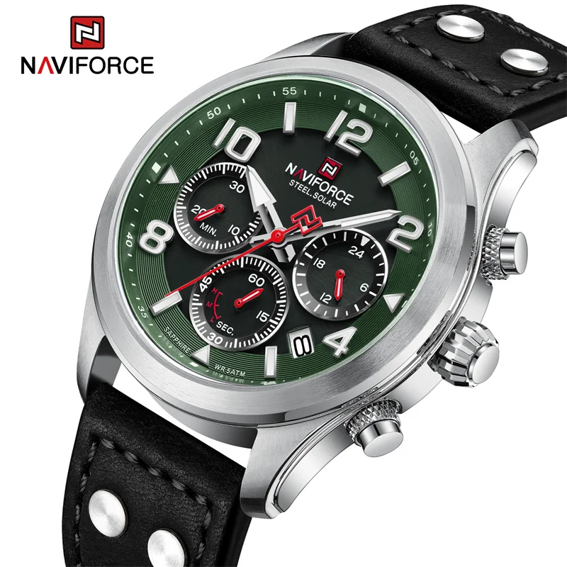 

NAVIFORCE Original Brand Men's Watches Waterproof Multi-functional Luminous Sapphire Stainless Steel Eco-Drive Wristwatches 2023