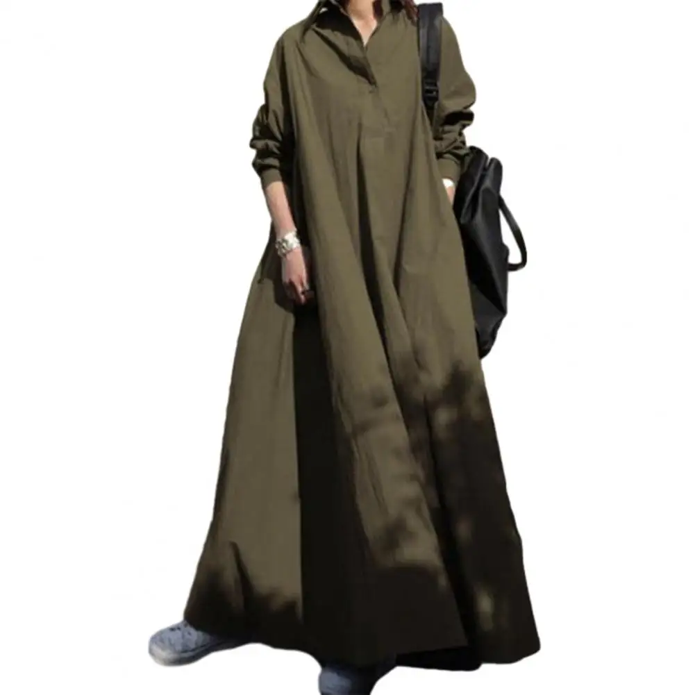Casual Loose Cut Maxi Dress Ladies Cotton Linen Dress Versatile Women's V-neck Shirt Dresses Casual Loose-fitting for Spring
Casual Loose Cut Maxi Dress Ladies Cotton Linen Dress Versatile Women's V-neck Shirt Dresses Casual Loose-fitting for Spring