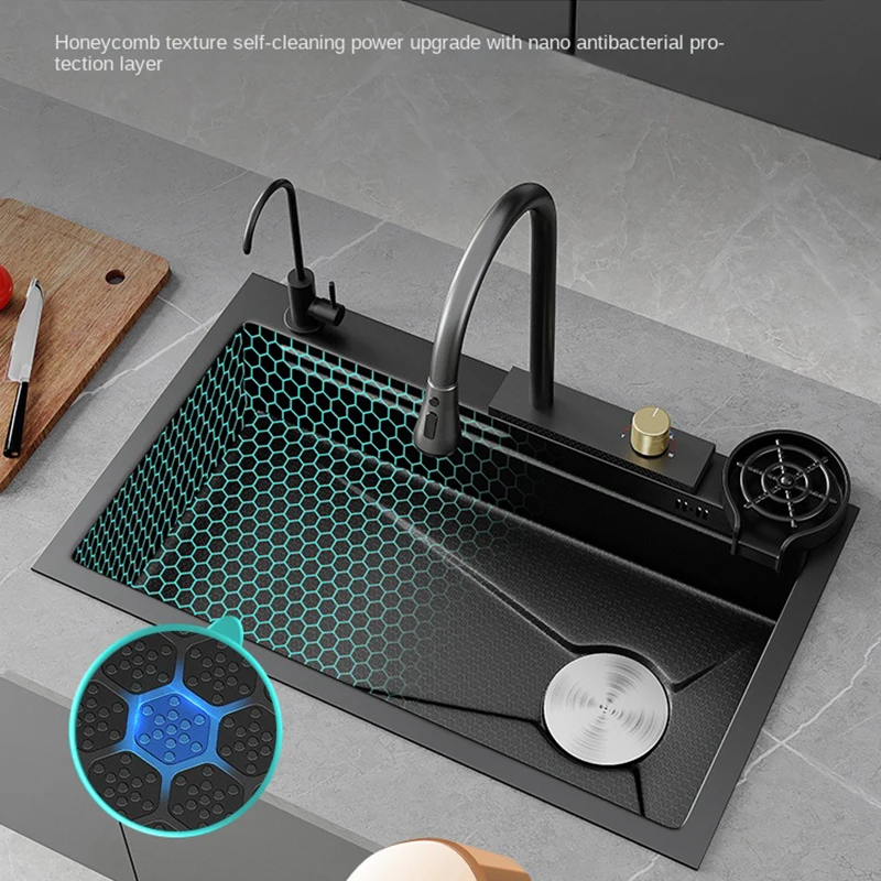 Honeycomb Pattern Stainless Steel Kitchen Sink Household Flying Rain Nano Large Single Slot Multifunctional Dishwashing Basin
Honeycomb Pattern Stainless Steel Kitchen Sink Household Flying Rain Nano Large Single Slot Multifunctional Dishwashing Basin