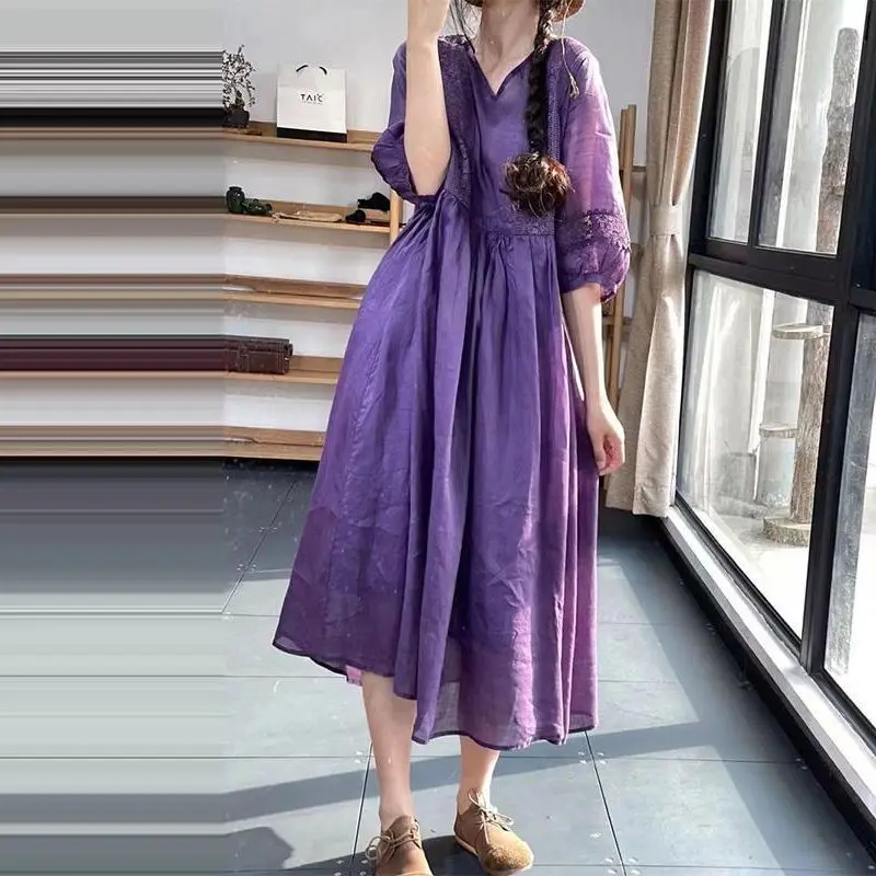 Italy Original Single Tail Goods High-end Big Name Tencel Dress V-neck Seven-point Mid-length Loose Skirt Women Women Dress
Italy Original Single Tail Goods High-end Big Name Tencel Dress V-neck Seven-point Mid-length Loose Skirt Women Women Dress