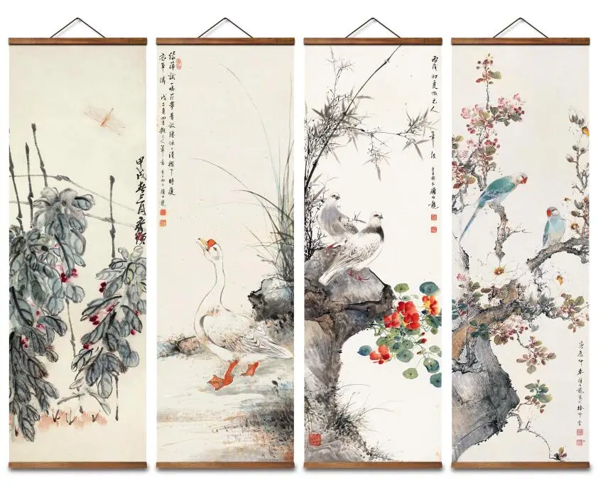 

Декоративные настенные постеры MT0983 в китайском стиле с изображением цветов и птиц пейзажа