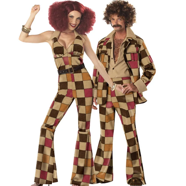 

Костюм для косплея пар Ретро мир любовь хиппи костюмы 70S 80S рок диско одежда комбинезон для мужчин женщин Хэллоуин Карнавал телефон