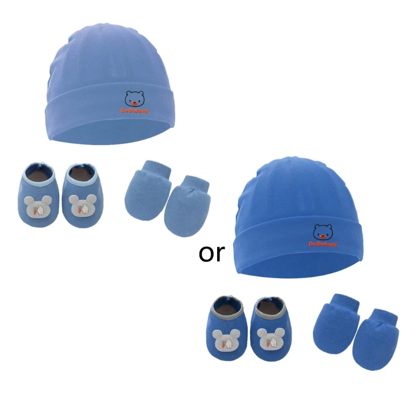 

1 комплект, детские перчатки против царапин, шапка, набор чехлов для ног, мягкие хлопковые варежки для новорожденных, варежки