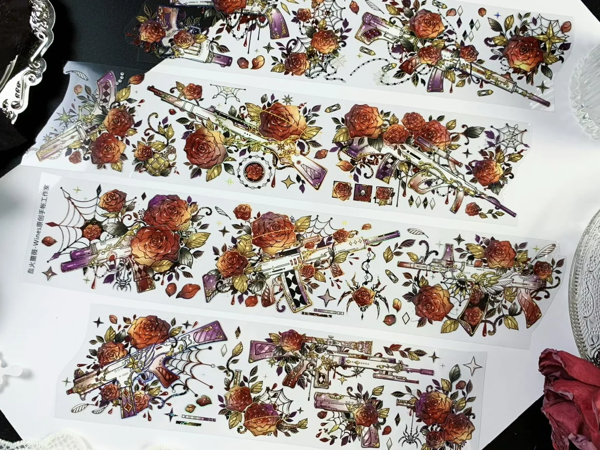 1 петля красная Роза пистолет Блестящий Темный стиль журнал Блестящая лента PET
1 петля красная Роза пистолет Блестящий Темный стиль журнал Блестящая лента PET