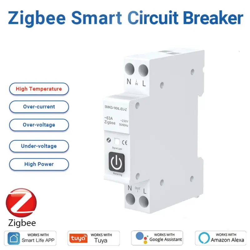 Умный автоматический выключатель Alexa Home Zigbee, устройство для измерения электрических приборов, 1p 63a, Din-рейка, дистанционное управление
Умный автоматический выключатель Alexa Home Zigbee, устройство для измерения электрических приборов, 1p 63a, Din-рейка, дистанционное управление