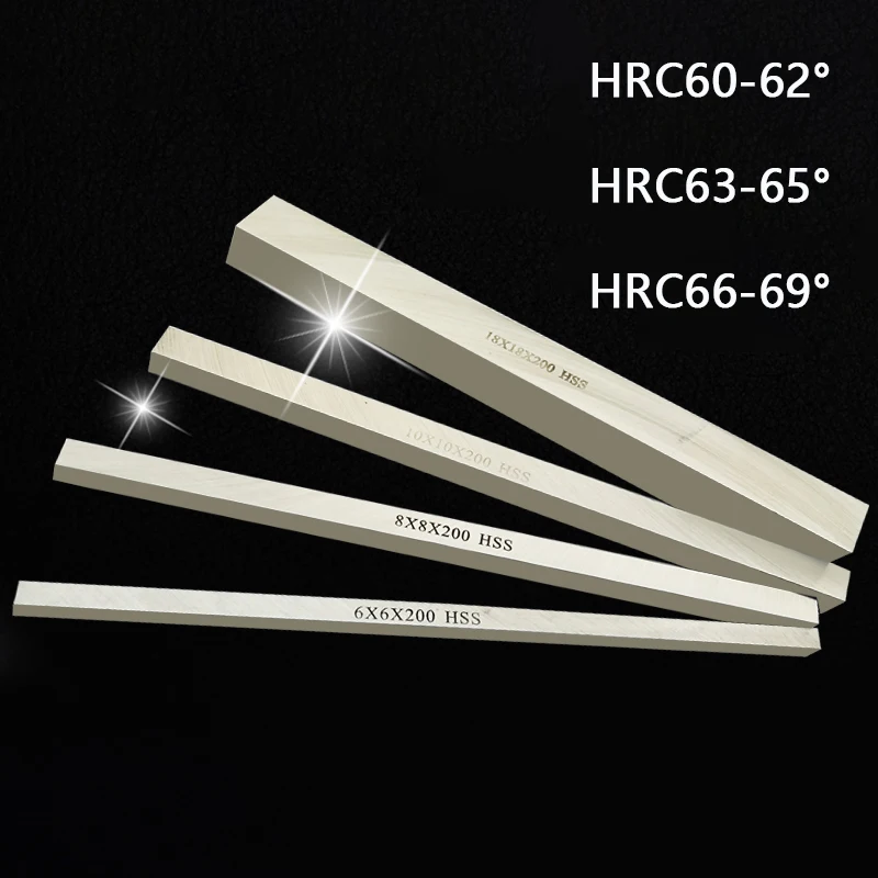 

1PCS HSS High Speed Steel Square Turning Tools White Steel Bar Blade CNC Lathe Machining Tools HRC60-62°/63-65°/66-69°