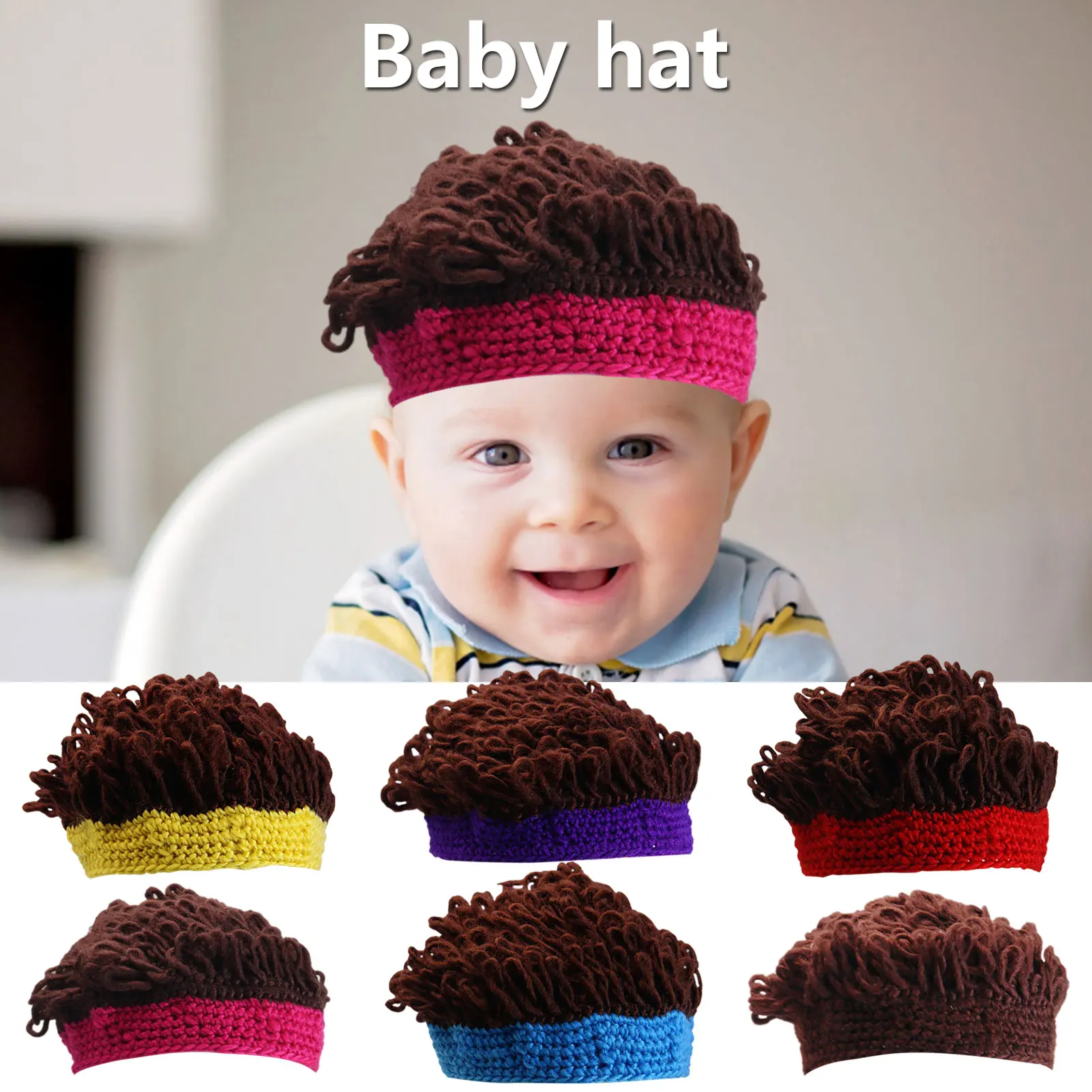 

Baby photo Wig New children's photo wig explosion wig Cute short curly fan head baby girls winter hat for kids