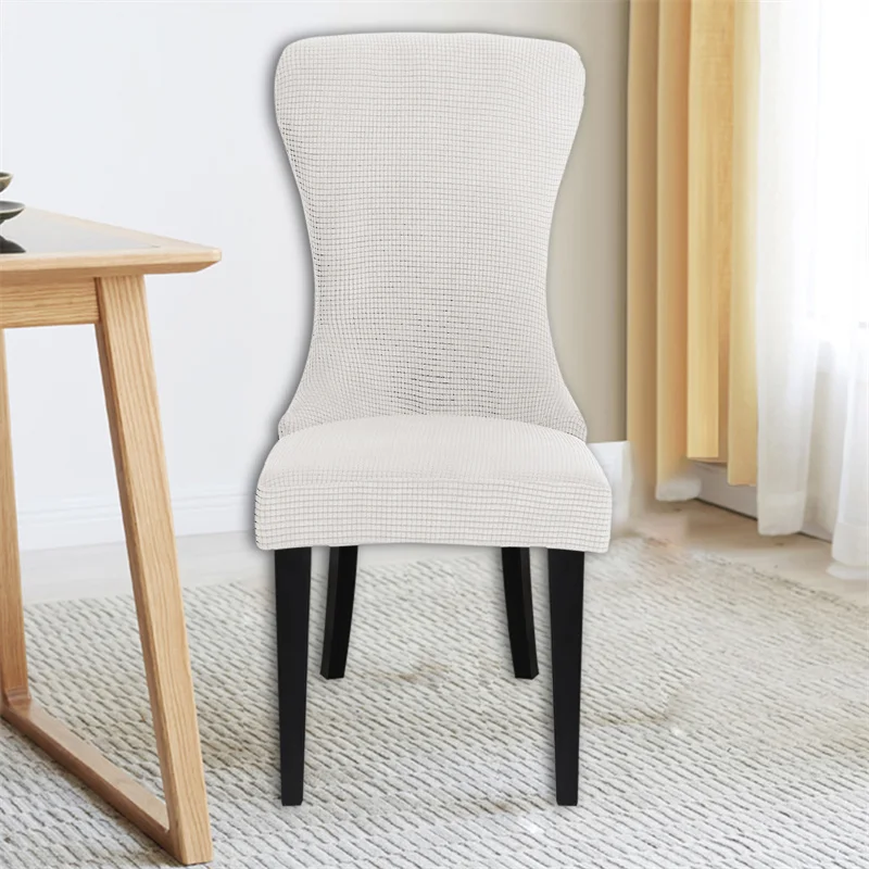 Housses de chaise incurvée en polaire de Style nordique, couvre-siège, extensible, amovible, lavable, pour salle à manger, pour salon Housses de chaise incurvée en polaire de Style nordique, couvre-siège, extensible, amovible, lavable, pour salle à manger, pour salon