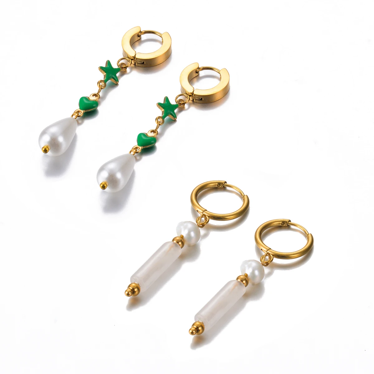 Imitation Pearls Drop Stainless Steel Long Golden Hoop Earrings Star Heart Charms Temperament Jewelry Handmade Bijoux Femme Gift
Imitation Pearls Drop Stainless Steel Long Golden Hoop Earrings Star Heart Charms Temperament Jewelry Handmade Bijoux Femme Gift