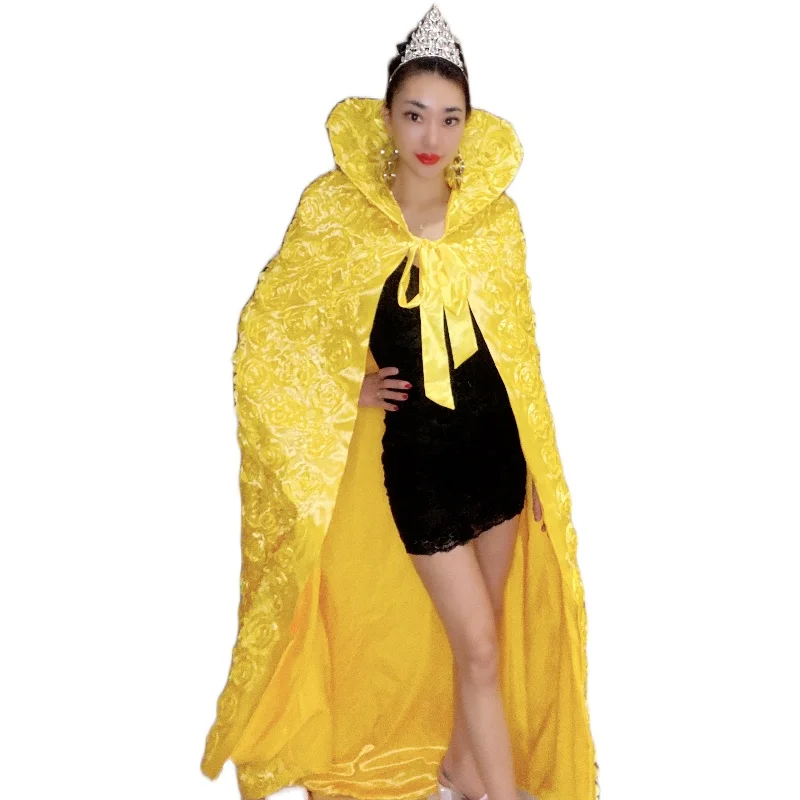 

Fashion show gold capes stage sequin cloak bar flower field KTV mopping robe beauty pageant womens golden cosplay cloak