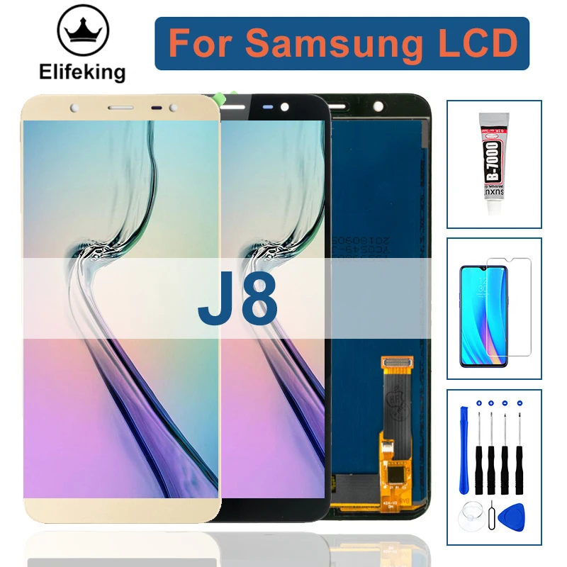 

ЖК-дисплей 6,0 дюйма для Samsung Galaxy J8 2018, J810, J810F, J810Y/DS, сенсорный экран, дигитайзер в сборе с бесплатной отверткой, инструмент с клеем